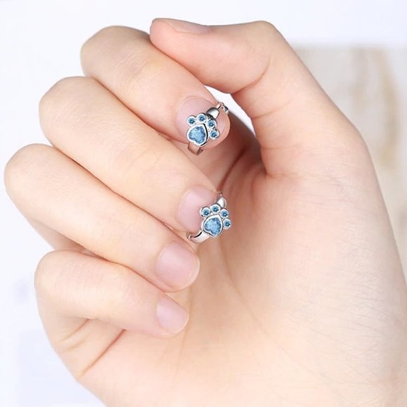 *NEW 925 Sterling Silver Diamond Paw Hoop Earrings - Picture 2 of 10